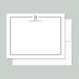 Elegant Monogram Initial Beruflich Schwarz-weiß Mitteilungskarte