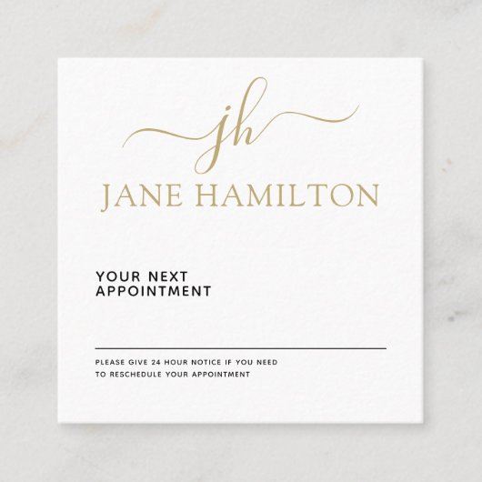 Elegant Monogram Initial Black and Gold Terminkarte (Vorderseite)