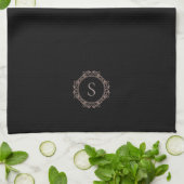 Elegant Monogram Initial Black Geschirrtuch (Gefaltet)