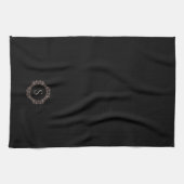 Elegant Monogram Initial Black Geschirrtuch (Horizontal)