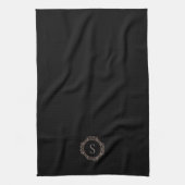 Elegant Monogram Initial Black Geschirrtuch (Vertikal)
