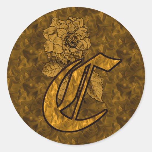 Elegant Monogram Initial C Gold Peony Sticker (Vorderseite)