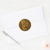 Elegant Monogram Initial E Gold Peony Sticker (Umschlag)