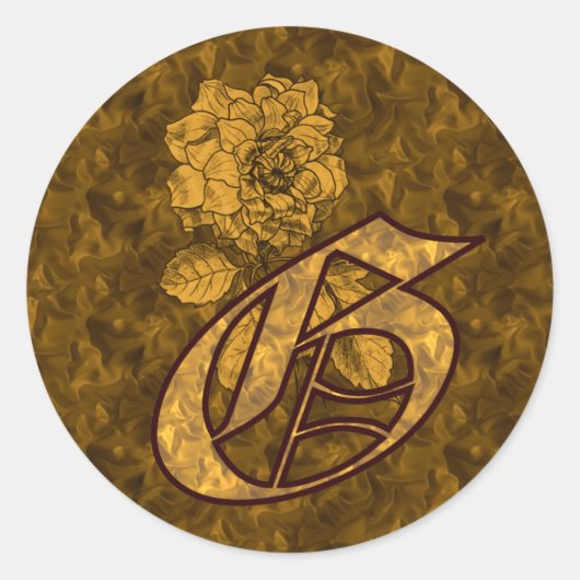 Elegant Monogram Initial G Gold Peony Sticker (Vorderseite)