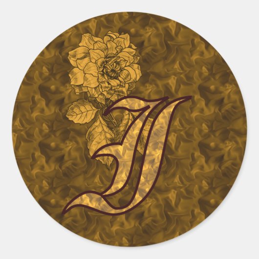Elegant Monogram Initial I Gold Peony Sticker (Vorderseite)