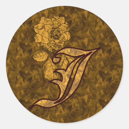 Elegant Monogram Initial J Gold Peony Sticker (Vorderseite)