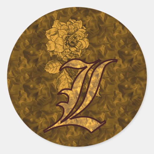 Elegant Monogram Initial L Gold Peony Sticker (Vorderseite)