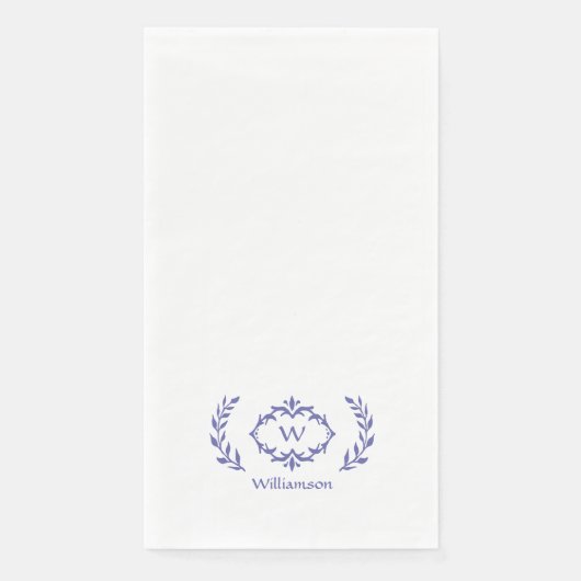Elegant Monogram Initial Laurel Wreath Serviette (Vorderseite)