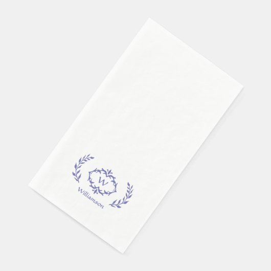 Elegant Monogram Initial Laurel Wreath Serviette (Ecke)
