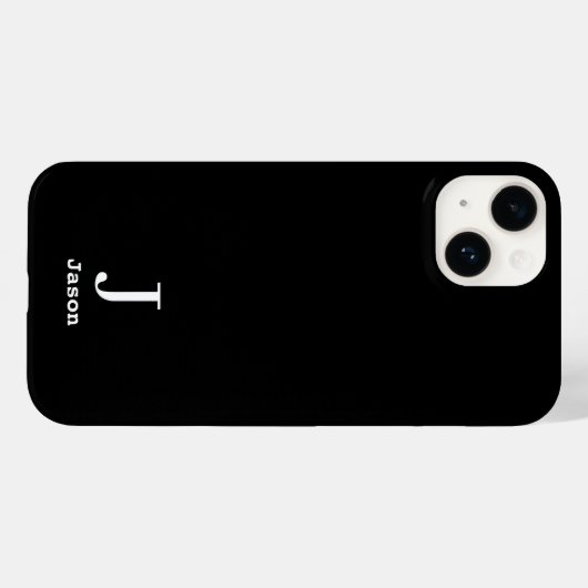 Elegant Monogram Initial Name Personalisiert Black Case-Mate iPhone Hülle (Rückseite (Horizontal))