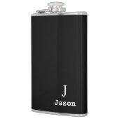 Elegant Monogram Initial Name Personalisiert Black Flachmann (Links)