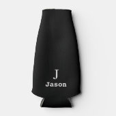 Elegant Monogram Initial Name Personalisiert Black Flaschenkühler (Vorderseite)