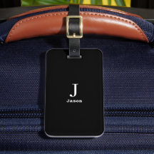 Elegant Monogram Initial Name Personalisiert Black