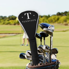 Elegant Monogram Initial Name Personalisiert Black Golf Headcover