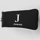 Elegant Monogram Initial Name Personalisiert Black Golf Headcover (Vorderseite)