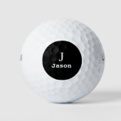 Elegant Monogram Initial Name Personalisiert Black Golfball (Vorderseite)
