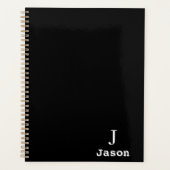 Elegant Monogram Initial Name Personalisiert Black Planer (Vorderseite)