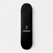 Elegant Monogram Initial Name Personalisiert Black Skateboard (Vorne)