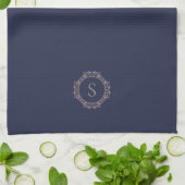 Elegant Monogram Initial Navy Geschirrtuch (Gefaltet)
