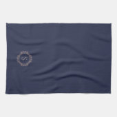 Elegant Monogram Initial Navy Geschirrtuch (Horizontal)