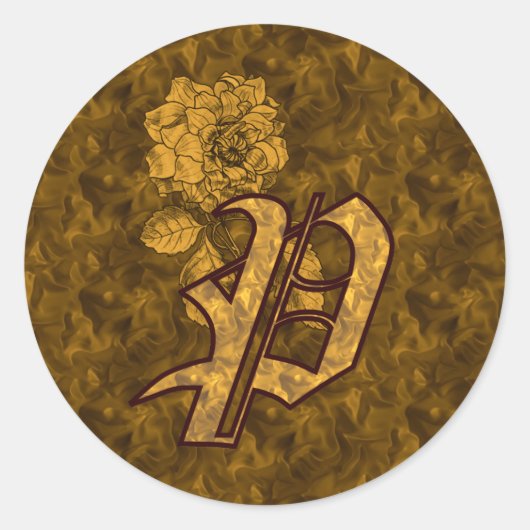 Elegant Monogram Initial P Gold Peony Sticker (Vorderseite)
