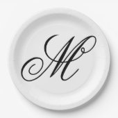 Elegant Monogram Initial Pappteller (Vorderseite)