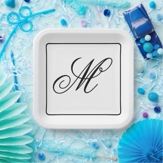 Elegant Monogram Initial Pappteller (Party)