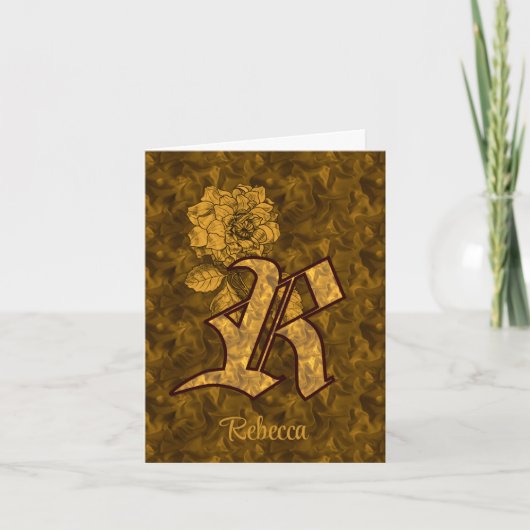 Elegant Monogram Initial R Gold Peony Personalized (Vorderseite)
