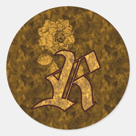 Elegant Monogram Initial R Gold Peony Sticker (Vorderseite)