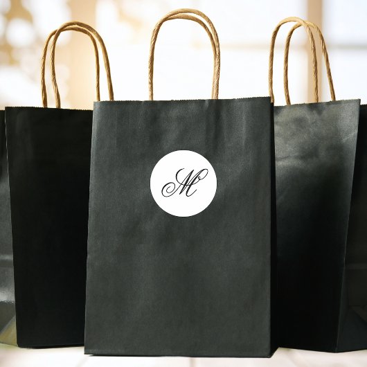 Elegant Monogram Initial Runder Aufkleber