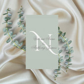 Elegant Monogram Initial Sage Green Wedding Einladung