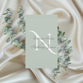 Elegant Monogram Initial Sage Green Wedding Einladung