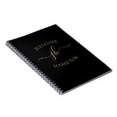 Elegant Monogram, Initial Script Name Notebook Notizblock (Rechte Seite)