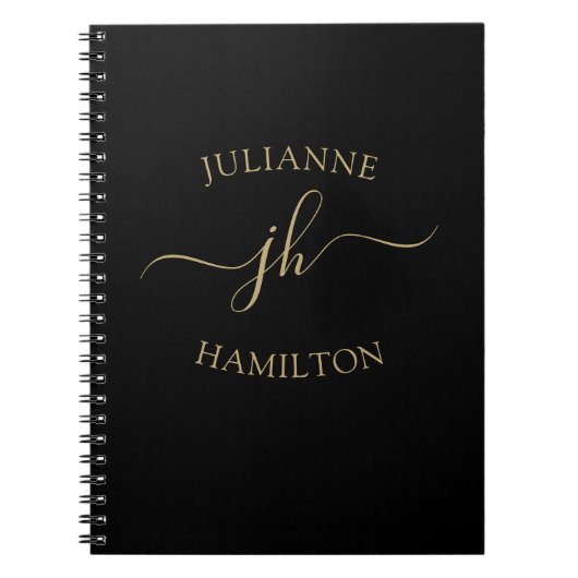 Elegant Monogram, Initial Script Name Notebook Notizblock (Vorderseite)