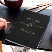 Elegant Monogram, Initial Script Name Notebook Notizblock