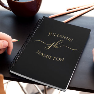Elegant Monogram, Initial Script Name Notebook Notizblock