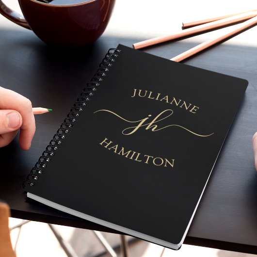 Elegant Monogram, Initial Script Name Notebook Notizblock