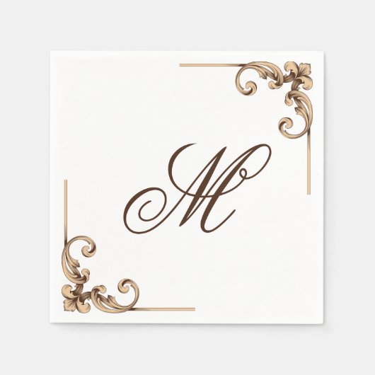 Elegant Monogram Initial Serviette (Vorderseite)