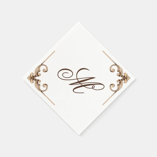 Elegant Monogram Initial Serviette (Ecke)