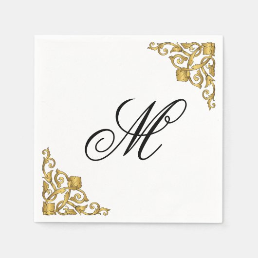 Elegant Monogram Initial Serviette (Vorderseite)