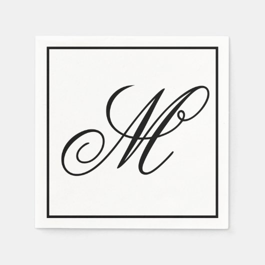 Elegant Monogram Initial Serviette (Vorderseite)