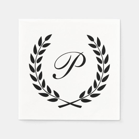 Elegant Monogram Initial Serviette (Vorderseite)