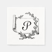 Elegant Monogram Initial Serviette (Vorderseite)