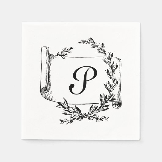 Elegant Monogram Initial Serviette (Vorderseite)