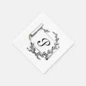 Elegant Monogram Initial Serviette (Ecke)