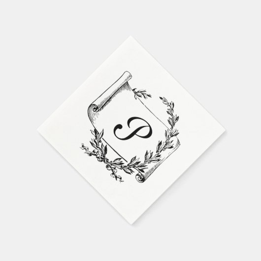 Elegant Monogram Initial Serviette (Ecke)