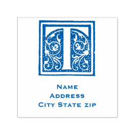 : Elegant Monogram Initial "T" Mittelalterliches M Permastempel