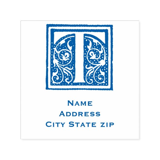 : Elegant Monogram Initial "T" Mittelalterliches M Permastempel (Design)