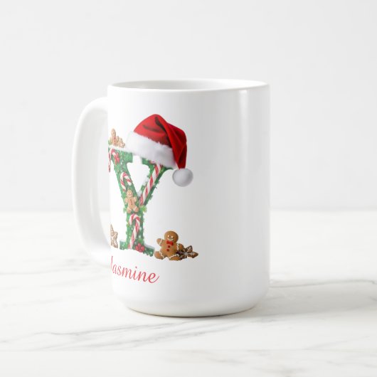 Elegant Monogram initial Y merry Christmas  Kaffeetasse (Vorderseite Links)