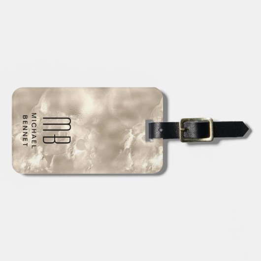 Elegant Monogram Ivory Gepäckanhänger (Vorderseite horizontal)